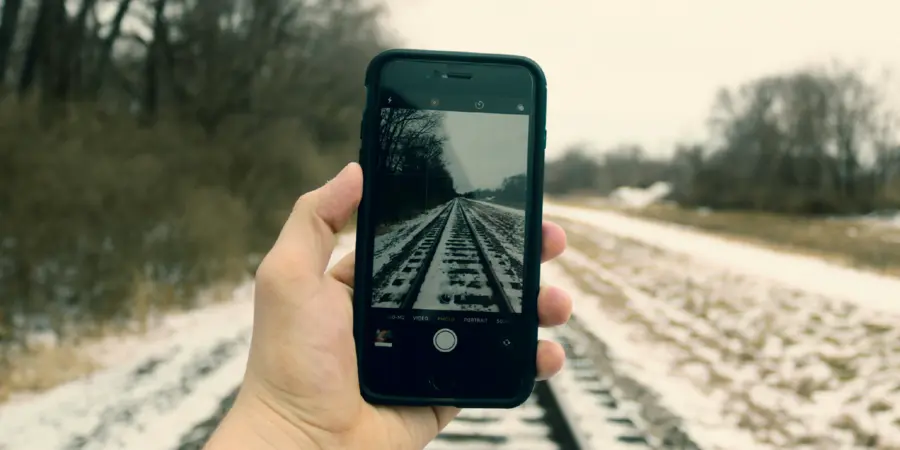 Smartphone camera being used to take a photo