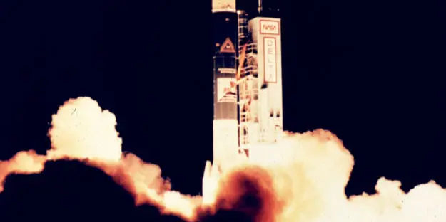 Launch of the COBE spacecraft on 18 November 1989.