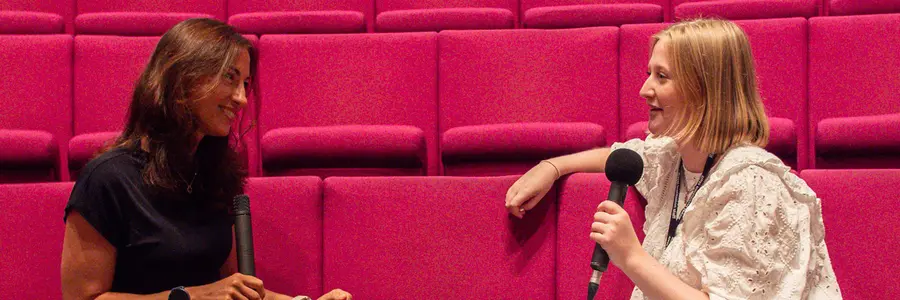 Lia Hale and Flaminia Ronca recording in the Ri Theatre