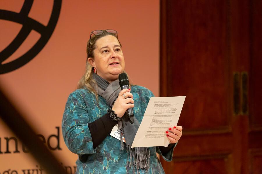 Katherine Mathieson talking at the Undaunted Demo Day