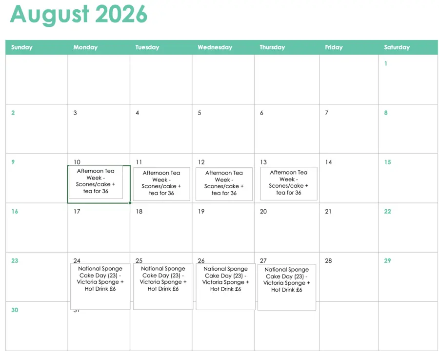 August Cafe Offers