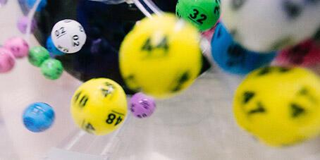 Colourful lotto balls spinning