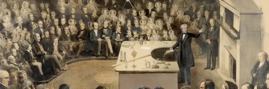 Michael Faraday giving the 1855 Christmas Lectures 