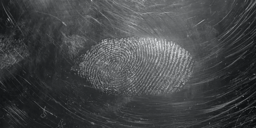 Fingerprint on a grey surface