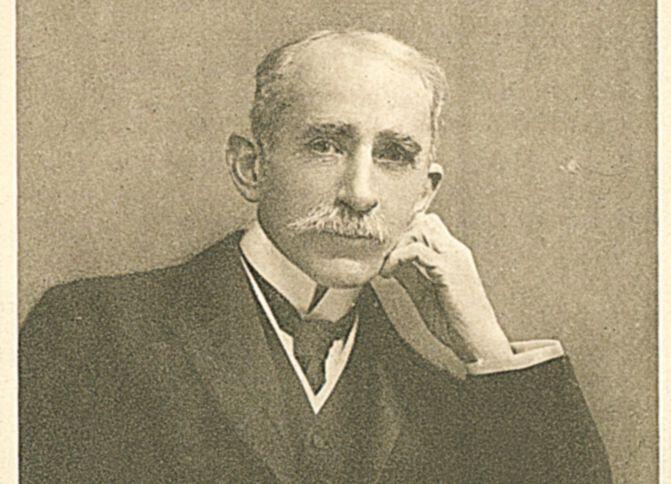 Photograph of John Ambrose Fleming (1849-1945), electrical engineer and physicist and consultant to the Marconi Wireless Telegraph Company.