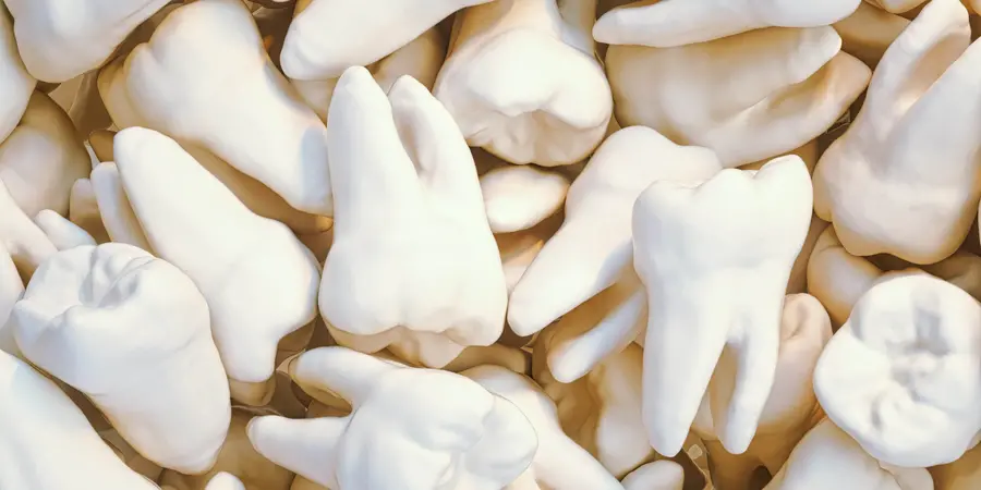 A digital illustration of several teeth