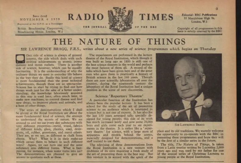Lawrence Bragg on The Nature of Things