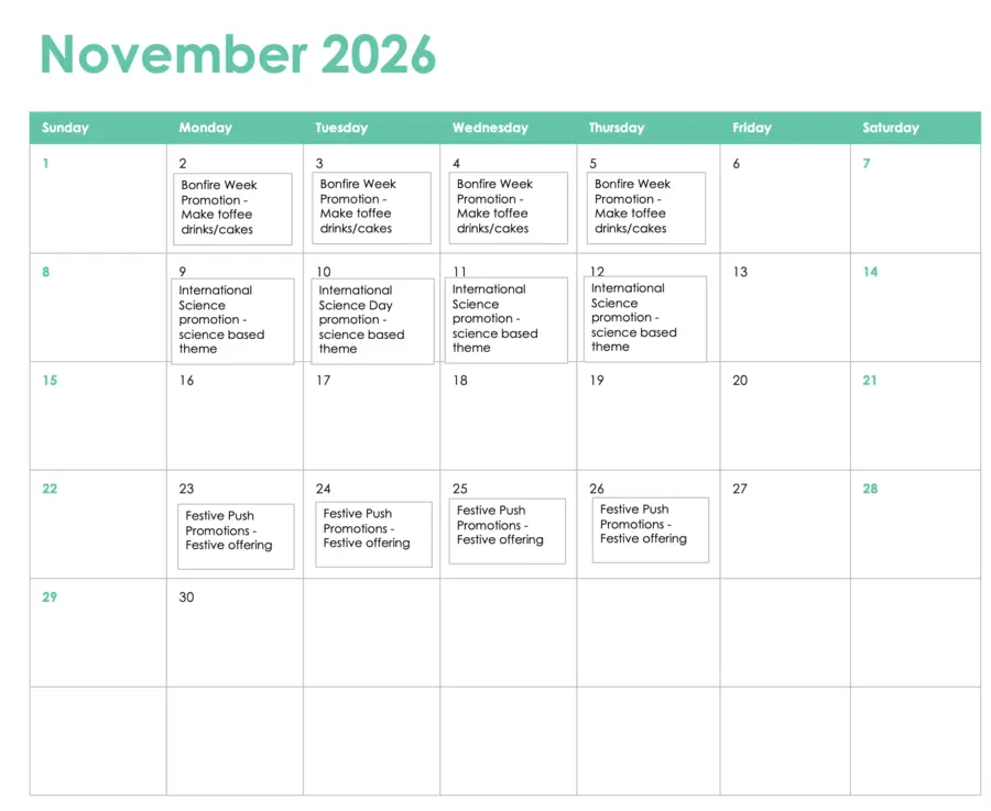 November Menu Offers