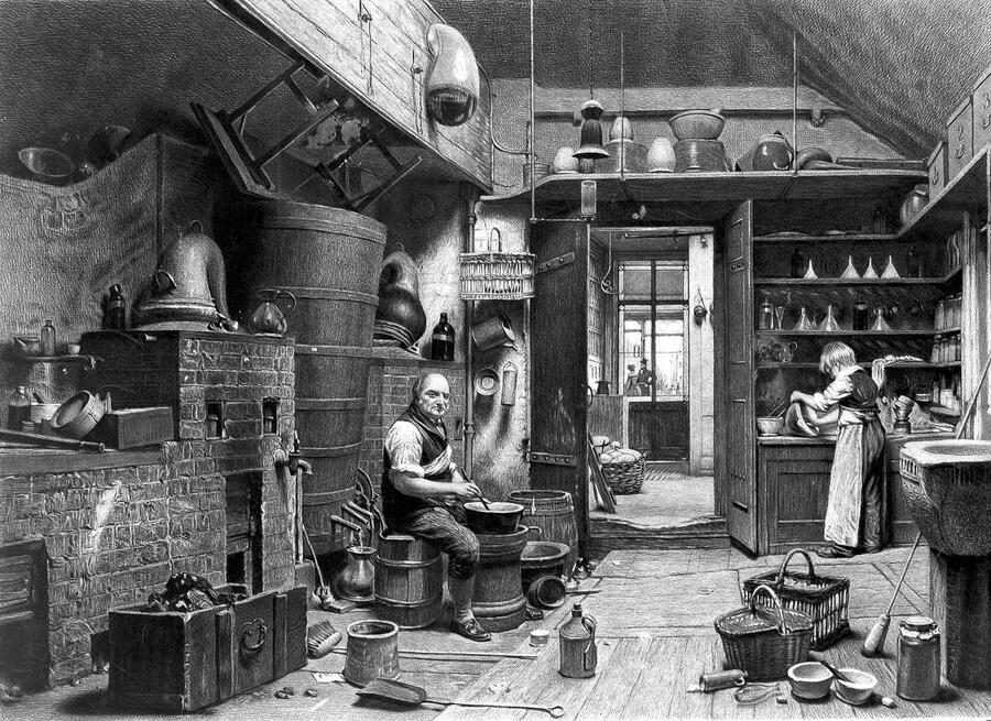 The Laboratory, print taken from a painting by W Hunt, and engraved by J G Murray
