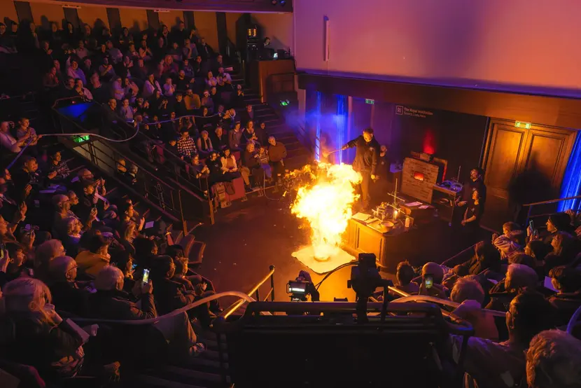A firey explosion in the Ri Theatre