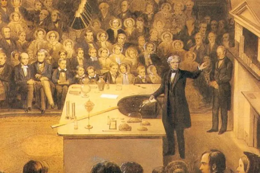 Michael Faraday lecturing in the Ri Theatre