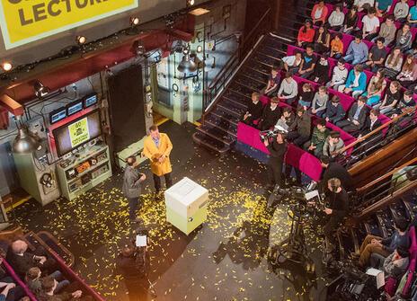 Dr Peter Wothers MBE (2012) in his iconic yellow lab coat