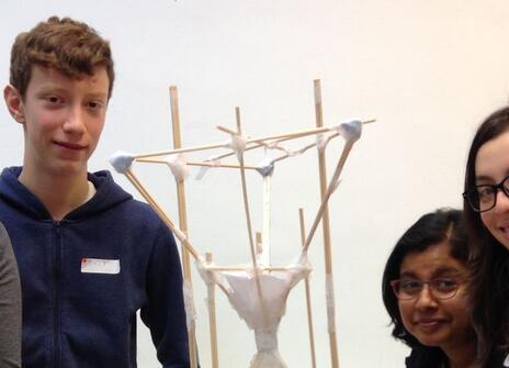 Students show off their structures at the UCL Engineering Masterclasses