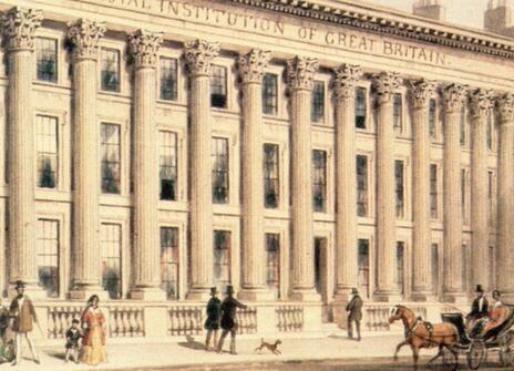 A painting of the exterior of the Royal Institution building 