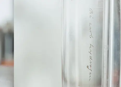 Two angles of a sample of benzene, one full view and one close up