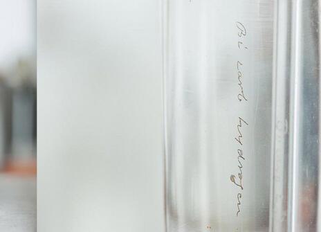 Two angles of a sample of benzene, one full view and one close up