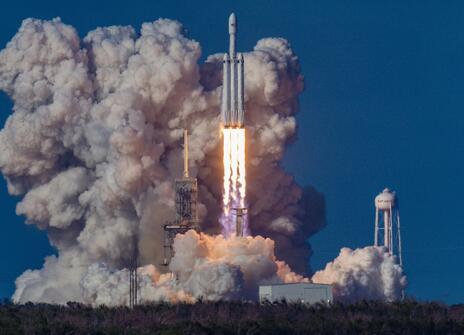 first launch of SpaceX Falcon Heavy rocket 