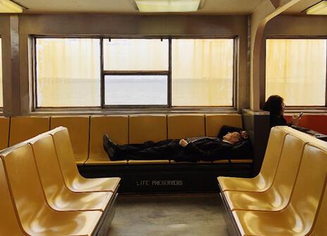 Man sleeping in waiting room