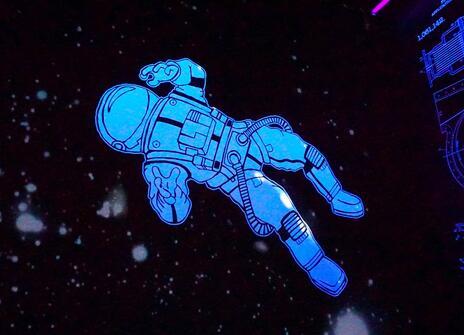 Image of a spaceman floating in space
