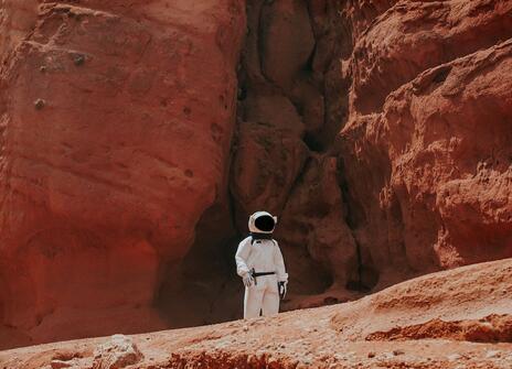 Astronaut figure on Mars (fake) 