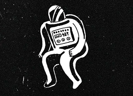 Illustration of an astronaut floating in darkness