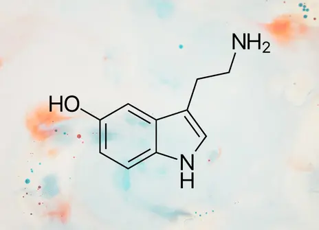 Diagram of a serotonin molecule