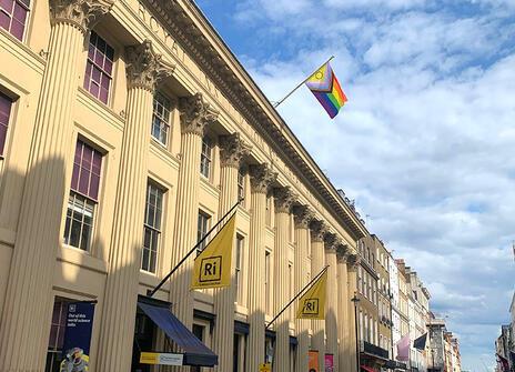 An inclusive Pride flag being flown at the Ri