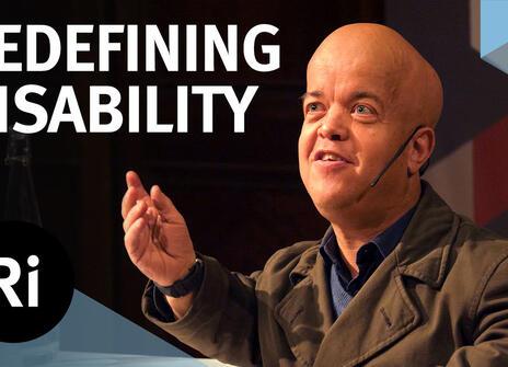 Tom Shakespeare gives a talk on redefining disability, at the Royal Institution. 