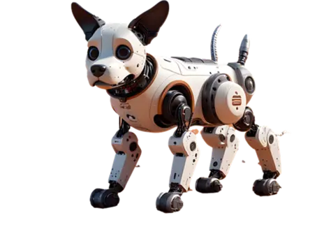 Black and white robotic dog