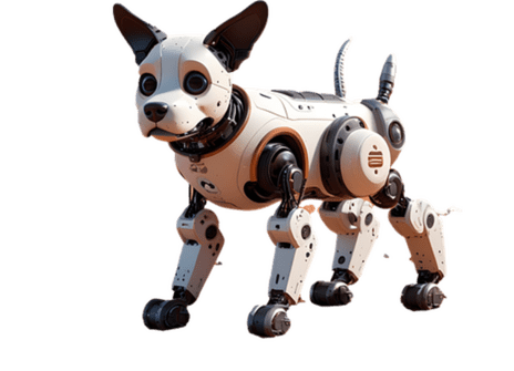 Black and white robotic dog