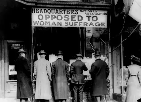 Picture of the entrance of the National Association Against Woman Suffrage's headquarters.