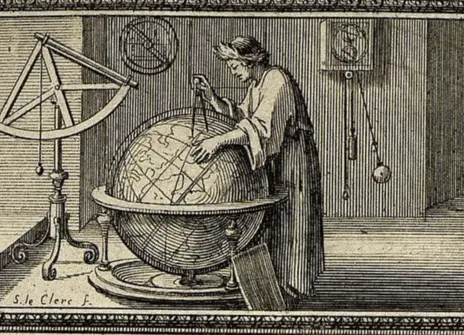 Ancient image of Jean Richer making astronomical and gravimetric observations