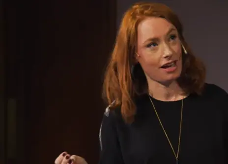 Hannah Fry in the Ri Theatre giving her lecture
