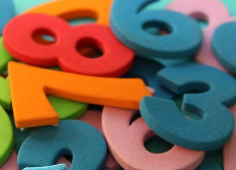 pile of colourful foam numbers