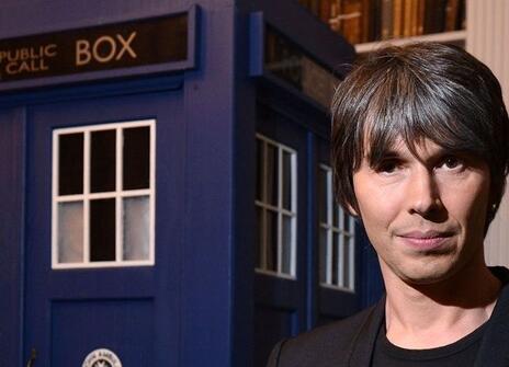 Professor Brian Cox and Doctor's Who Tardis at the Royal Institution.