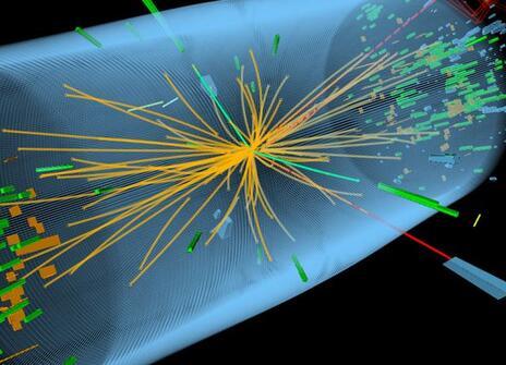 An LHC collision in which a Higgs Boson is produced.