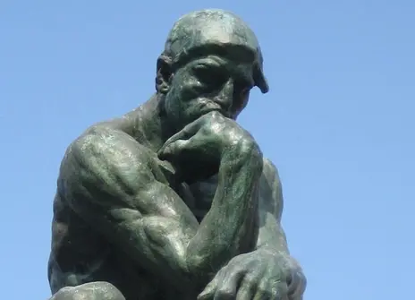 Statue of a man thinking