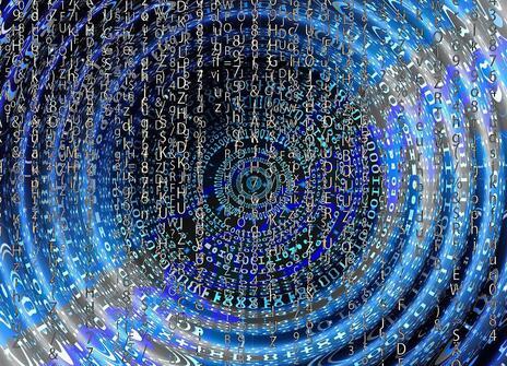 Abstract image of letters and numbers on concentric circles