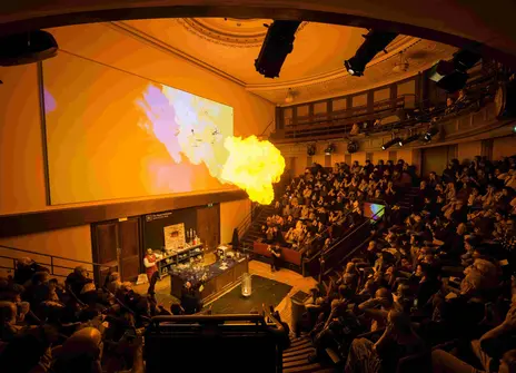 An explosion demonstration in the theatre