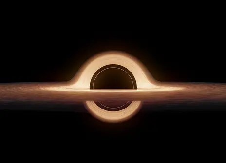 A stylised image of a black hole in space.