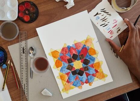Multicoloured geometric painting