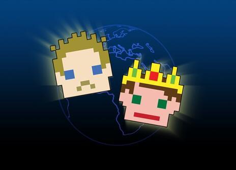 Two pixelated heads
