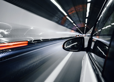 A car driving through a tunnel