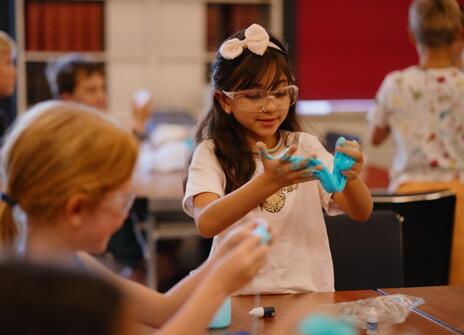 students experiment with slime