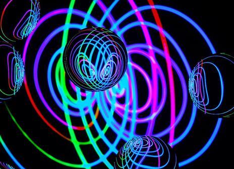 A futuristic looking graphic of coloured rings