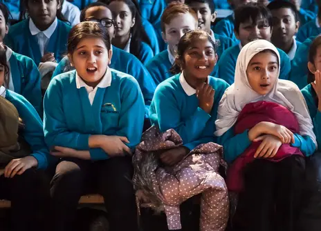 Children are excited by a science in schools show