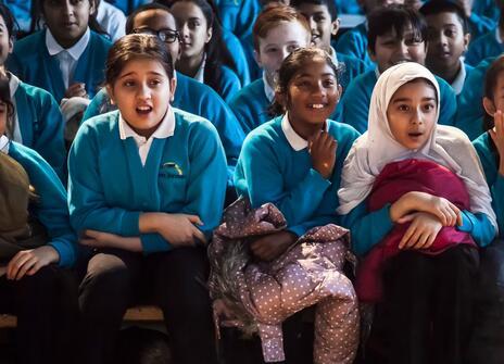 Children are excited by a science in schools show
