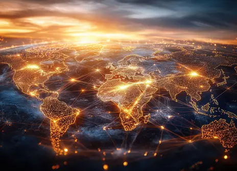 Image of the Earth with data streams