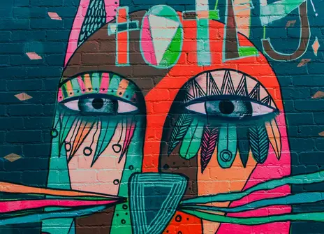 Colourful graffiti of a cat