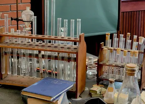Test tube in a wooden rack